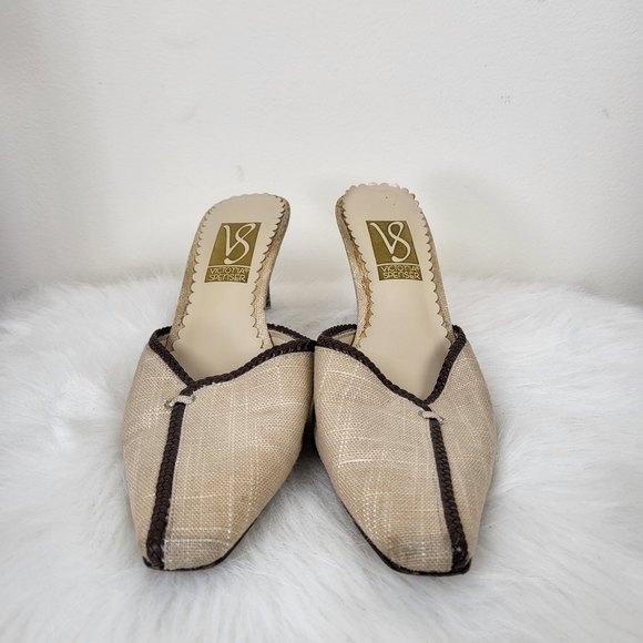 Victoria Spencer tan kitten heel mules size 7.5 - Picture 2 of 7